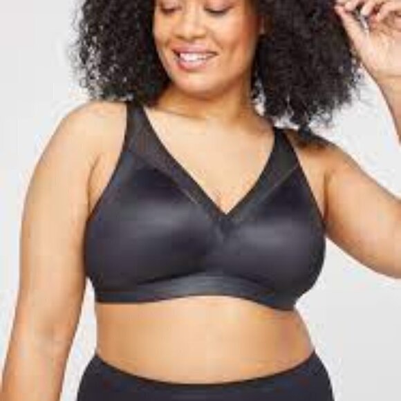 Catherines Black Simply Cool No Wire Supportive Adjustable Wide Strap 44DDD Bra - Picture 1 of 9